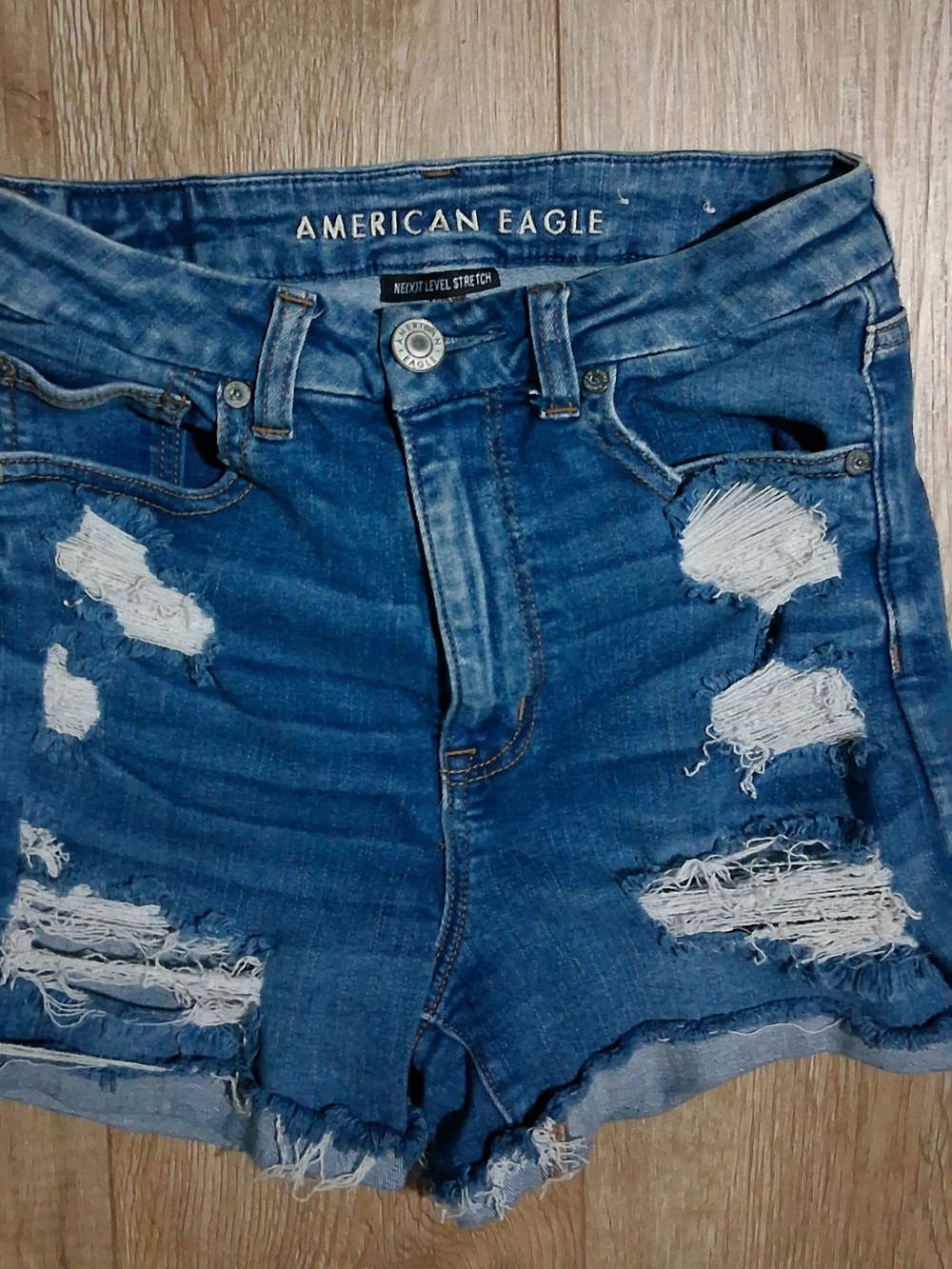 American Eagle Outfitters Distressed Blue Denim Jean Shorts